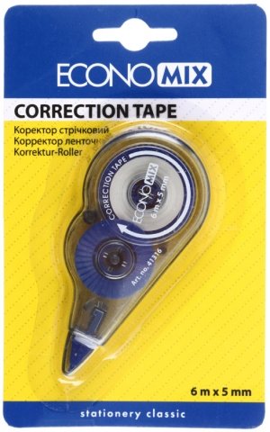 Корректирующий роллер Economix, размер ленты 5 мм*6 м, корпус прозрачный