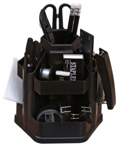 Органайзер настольный Economix поворотный (в коробке), 14 предметов, черный