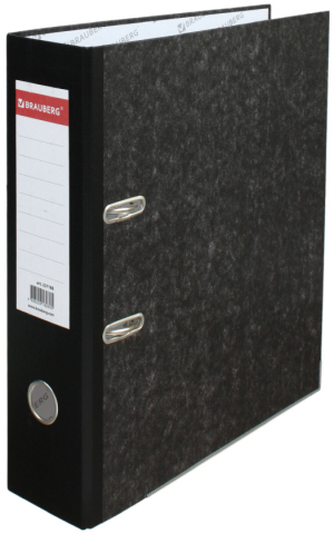 Папка-регистратор Brauberg Marble «под мрамор», корешок 80 мм, черный