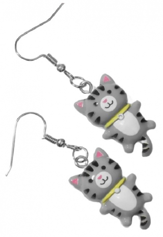 Серьги детские «Выбражулька» (котята), 3*5 см, цвет серый с серебристым