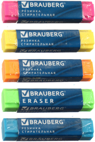 Ластик Brauberg X-Erase, 68*15*15 мм, ассорти Ластик Brauberg X-Erase, 68*15*15 мм, ассорти