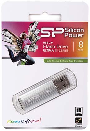Флэш-накопитель Silicon Power Ultima 2 l-Series, 8 Gb, корпус серебристый