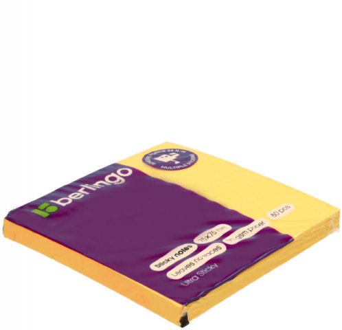Бумага для заметок с липким краем Berlingo Ultra Sticky 75×75 мм, 1 блок×80 л., оранжевая, неон