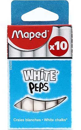 Мелки белые White peps, 10 шт., белый