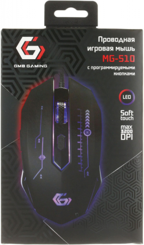 Мышь компьютерная игровая Gemberd MG-510, USB, проводная, черная Мышь компьютерная игровая Gemberd MG-510, USB, проводная, черная