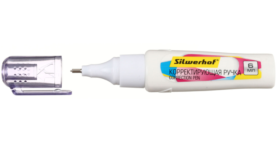 Корректирующая ручка Silwerhof 6 мл, металлический пишущий узел Корректирующая ручка Silwerhof 6 мл, металлический пишущий узел