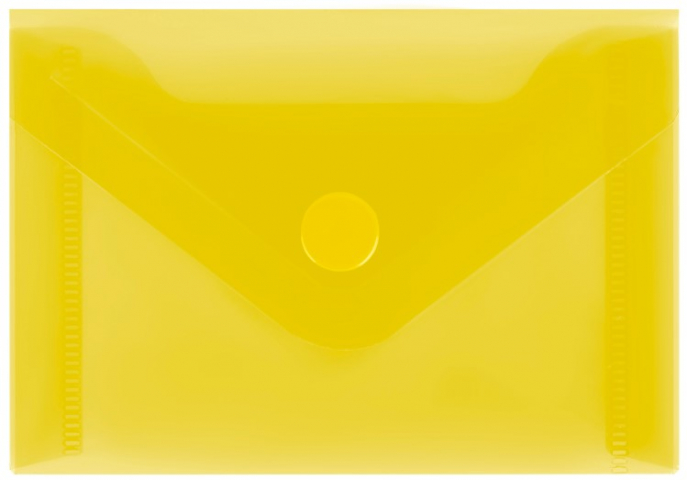 Папка-конверт пластиковая на кнопке «Стамм» А7 толщина пластика 0,15 мм, прозрачная желтая