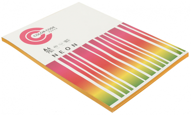 Бумага офисная цветная Color Code Neon А4 (210×297 мм), 75 г/м², 100 л., оранжевая