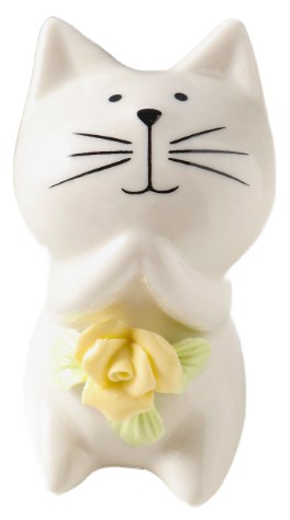 Фигурка керамическая Sima-Land, 5,2*5*7,6 см, «Белый котёнок с желтым цветочком»