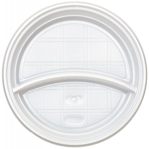 Тарелка одноразовая пластиковая «Мистерия» двухсекционная, диаметр 20,5 см, белая