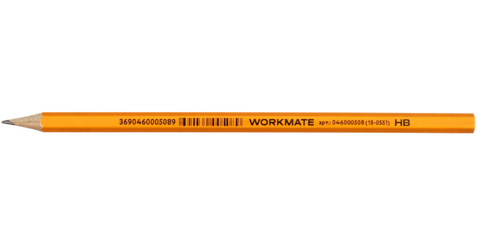 Карандаш чернографитный Workmate твердость грифеля ТМ, корпус желтый