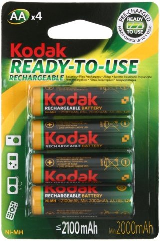 Аккумулятор Kodak, AА, HR6, 1.2V, 2100 mAh (4 шт. в упаковке)