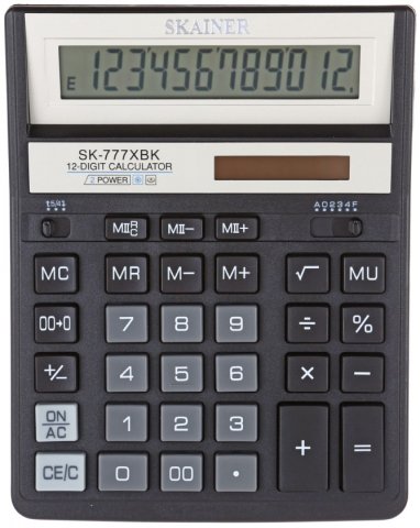 Калькулятор 12-разрядный Skainer SK-777XBК, черный