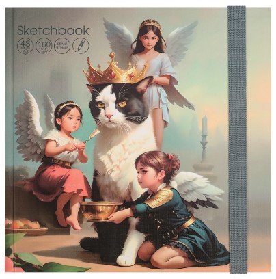 Скетчбук на резинке «Его Величество Кот», 165*165 мм, 48 л.
