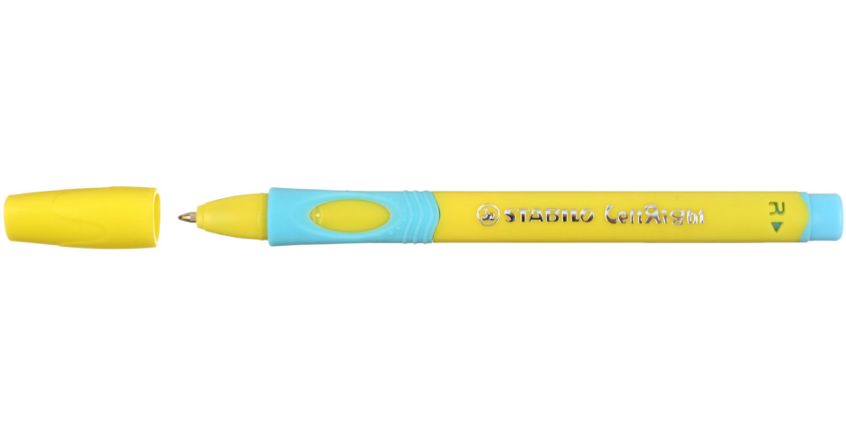 Ручка шариковая Stabilo LeftRight корпус желтый/голубой, для правшей, стержень синий
