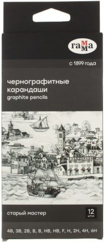 Набор карандашей чернографитных «Старый мастер. Гамма», 12 шт. Набор карандашей чернографитных «Старый мастер. Гамма», 12 шт.