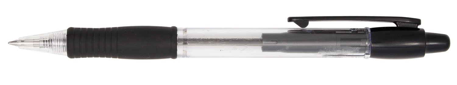 Ручка шариковая автоматическая Pilot Super Grip корпус прозрачный с черным, стержень черный