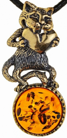 Подвеска «СувенирАрт», «Кот с сердцем на шаре» (коньячный) Подвеска «СувенирАрт», «Кот с сердцем на шаре» (коньячный)