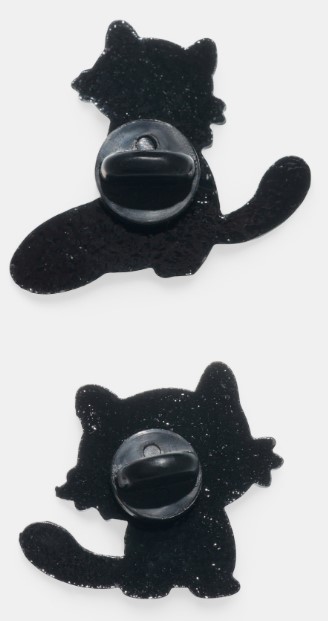 Набор значков «Котик с рыбкой», 2 шт., цвет бело-жёлтый в чёрном металле Набор значков «Котик с рыбкой», 2 шт., цвет бело-жёлтый в чёрном металле