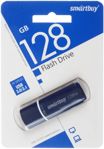 Флеш-накопитель SmartBuy Crown (3.0), 128 Gb, корпус синий