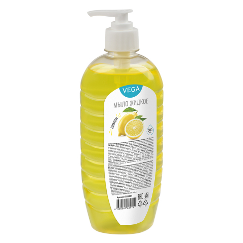 Мыло жидкое Vega 500 мл, «Лимон», с дозатором