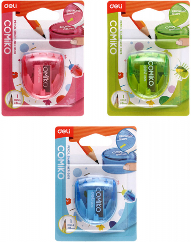 Точилка пластиковая Moon Stone, 1 отверстие, с контейнером, ассорти (цена за 1 шт.)