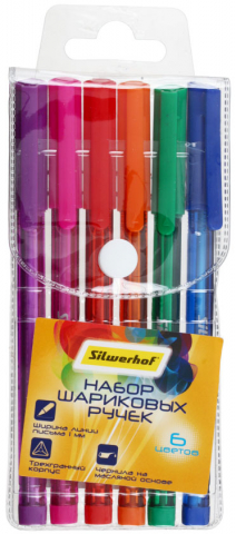 Набор шариковых ручек одноразовых Silwerhof «Солнечная коллекция», 6 шт., 6 цв.