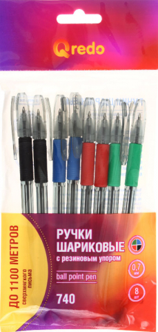 Набор шариковых ручек Qredo 740, 8 шт., 4 цв.*2 Набор шариковых ручек Qredo 740, 8 шт., 4 цв.*2
