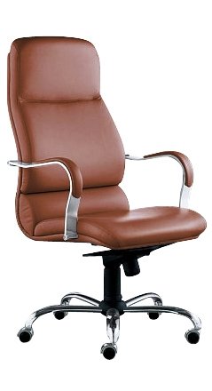Кресло офисное Comfort для руководителей, хром, обивка - светло-коричневая кожа