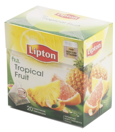 Чай Lipton ароматизированный пакетированный, 36 г, 20 пирамидок, Tropical Fruit, черный чай Чай Lipton ароматизированный пакетированный, 36 г, 20 пирамидок, Tropical Fruit, черный чай