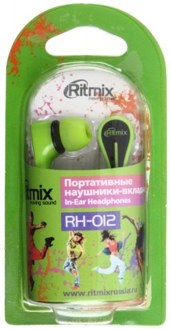 Наушники Ritmix RH-012, зеленые