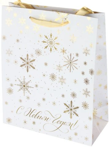 Пакет подарочный новогодний Meshu, 26*32*12 см, Gold Snowflake Пакет подарочный новогодний Meshu, 26*32*12 см, Gold Snowflake