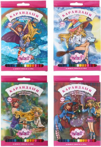 Карандаши цветные Twinsi, 18 цветов, длина 175 мм, ассорти