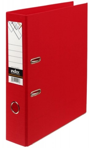 Папка-регистратор Index с двусторонним ПВХ-покрытием, корешок 70 мм, красный
