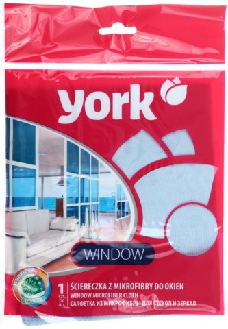 Салфетка из микрофибры для зеркал и стекол York, 1 шт., 30*30 см