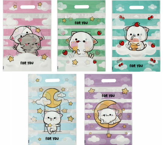 Пакет подарочный Meshu с застежкой ZipLock 15×22 см, Cloud Cat, ассорти