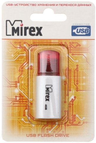 Флэш-накопитель Mirex Click, 4Gb, корпус бело-красный