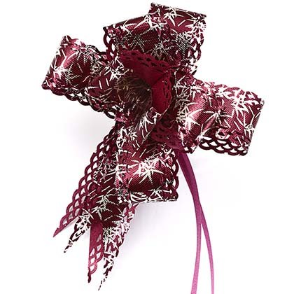 Бант подарочный, ширина ленты 32 мм, длина 520 мм, бордовый с золотистым рисунком Бант подарочный, ширина ленты 32 мм, длина 520 мм, бордовый с золотистым рисунком