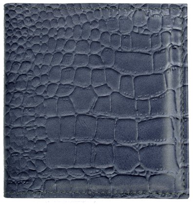 Визитница из натуральной кожи «Кинг» 4327, 115*125 мм, 2 кармана, 18 листов, рифленая синяя