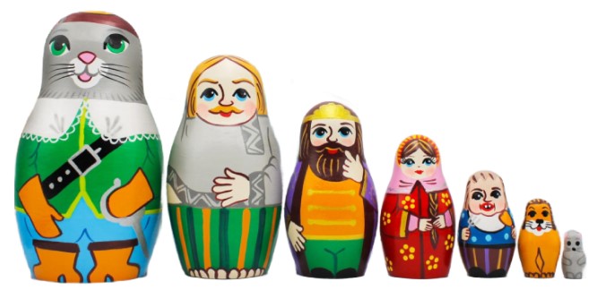 Набор матрешек деревянных 7 шт., «Кот в сапогах»