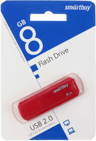 Флеш-накопитель SmartBuy, 8 Gb, корпус красный, Red Флеш-накопитель SmartBuy, 8 Gb, корпус красный, Red