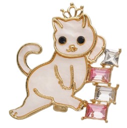 Брошь «Кошка» Sima-Land 4×3×1 см, «В короне», бело-розовая с золотистым Брошь «Кошка» Sima-Land 4×3×1 см, «В короне», бело-розовая с золотистым