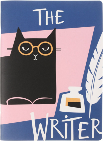 Тетрадь общая А4, 40 л. на скобе Writer, 195*265 мм, клетка, «Кот»