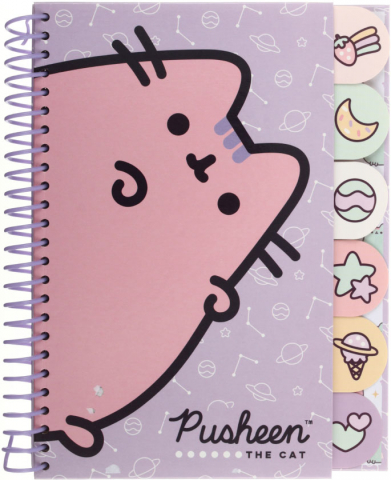 Блокнот на гребне с разделителями Pusheen, 165*215 мм, 60 л., линия