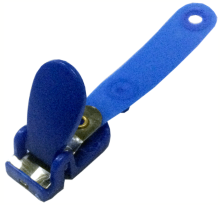 Клип для бейджа Plastic ID Clip, 100 шт., металл+пластик, голубой ремешок