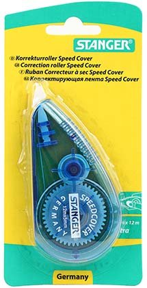 Корректирующий роллер Stanger Speed Cover, размер ленты 5 мм*12 м, корпус прозрачный голубой Корректирующий роллер Stanger Speed Cover, размер ленты 5 мм*12 м, корпус прозрачный голубой