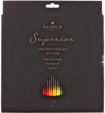 Карандаши цветные Lorex Pro-Draw Superior, 24 цвета, длина 175 мм
