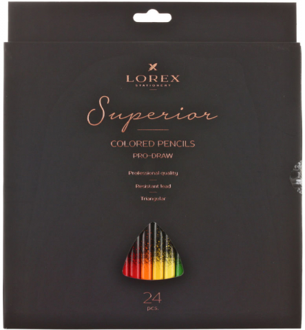 Карандаши цветные Lorex Pro-Draw Superior, 24 цвета, длина 175 мм Карандаши цветные Lorex Pro-Draw Superior, 24 цвета, длина 175 мм