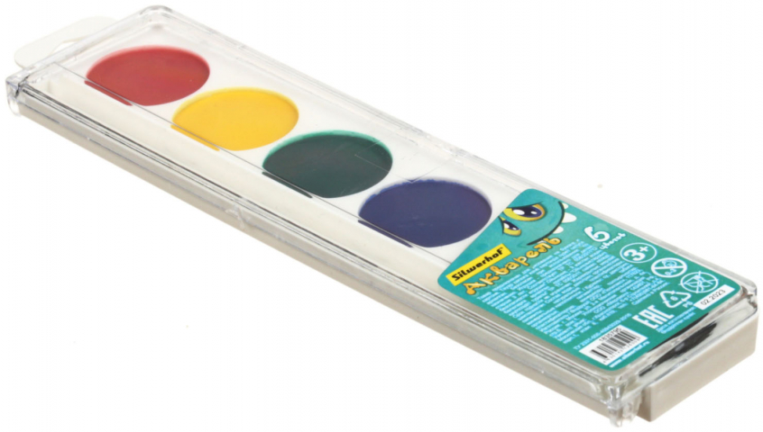 Акварель Silwerhof «Монстрики» 6 цветов, в пластиковой коробке, без кисти