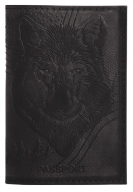 Обложка для паспорта Sima-Land, 95*135 мм, «Волк», черная